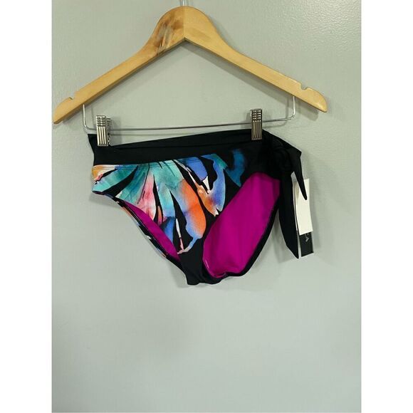 La Blanca PRISM PALM BLACK MULTI Convertible High-Waist Bikini Bottom US 14 - Picture 1 of 4